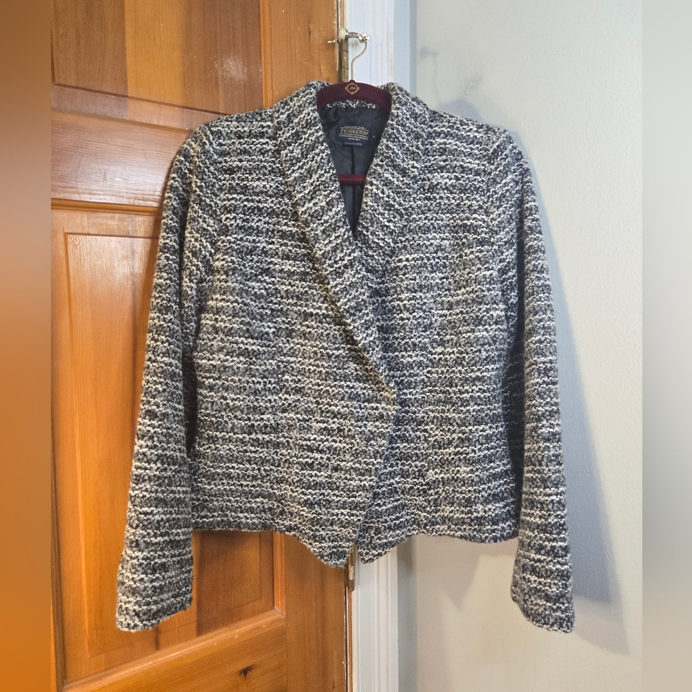 Pendleton Black and White Textured Blazer Sz 6 - Picture 1 of 11